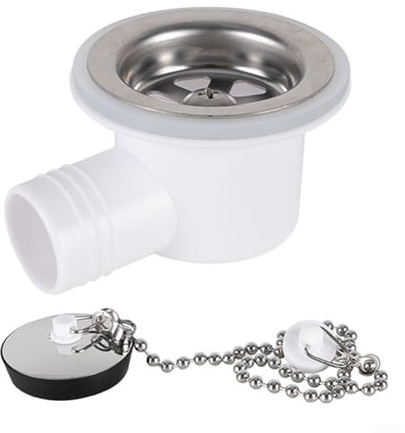 7,6 cm 7,6 cm Waschbecken-Ablaufstopfen, Lochwinkel-Armatur, Abflussrohr, Spülbeckenfilter, Abtropfgestell mit Dichtungsabdeckung, passend für Boote, Wohnmobile, Wohnwagen, Wohnmobil