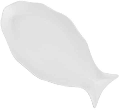 CLISPEED Fish Shaped Ceramic Dinner Plate 12-inch Frosted White Steamed Fish Dish Roasting Tray Home Kitchen Serving Platter for Seafood and Appetizers