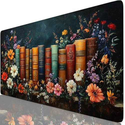 Mouse Pad 60x40cm Extended Large Mouse Mat Blue Desk Accessories with Non-Slip Mousepad Book, Soft Smooth Surface, Stitched Edges Desk Pad for Gaming, PC, Laptop, Office Accessories, Gifts Y8-821