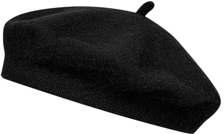 Alaoo Berretto Francese Donna, Berretto Classico, Cappello Parigino Donna, Moderno Cappello da Pittore, Berretto Artista, Cappello abbinato all'abbigliamento(Nero)