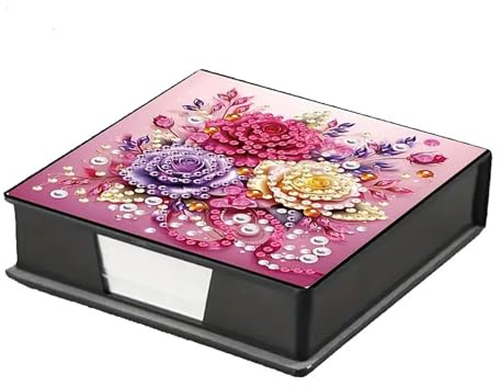 NDNXYXGS Flower Diamond Painting Kit Note Box,Memo Paper Storage Box Diamond Art,Sticky Note Holder Diamond Art,Diamond Painting Memo Pad For Office Desk. (Flower)