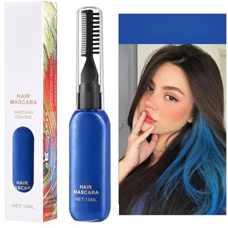 Blue Hair Dye Chalk,Temporary Hair Colour Dye Comb Washable Hair Dye, Instant Hai/r Dy/e Stick for Women Men,Suitable for Christmas, Halloween, Birthdays, Parties