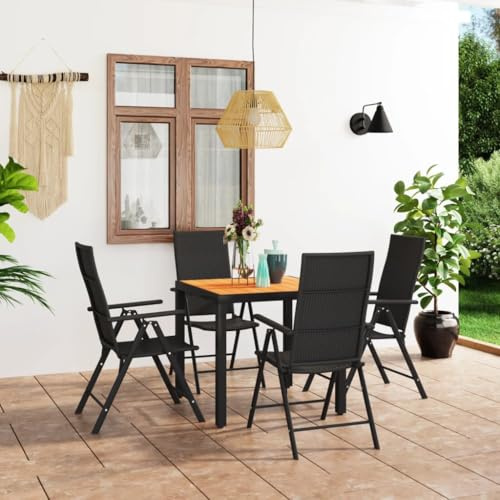 SKTQYQO Gartenmöbel-Set 5-teilig schwarz und braun Outdoor-Set Terrassenmöbel Geeignet für Balkone