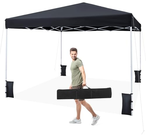 COSTWAY Carpa Plegable 3 x 3 m, Pop up, cenador para Jardin Impermeable, Bolsa de Transporte, Protección Solar, Acero, Pabellón Gazebo pergolas Portátil Camping Fiesta Playa Patio Terraza (Negro)
