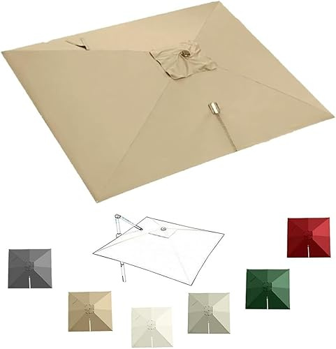 Toile De Rechange pour Parasols Déportés De 2,4/3/4 M - Housse Carrée pour Parasol De Terrasse - Tissu Résistant à La Décoloration avec 8 Baleines pour Une Khaki 3x3m (10x10ft)
