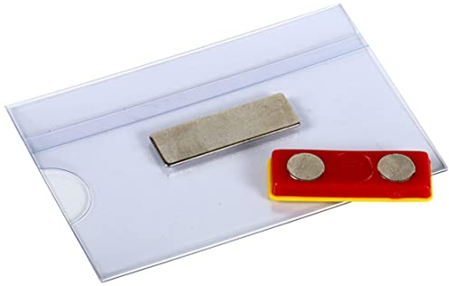 Namensschilder mit Magnet 24er Set, 90x55mm, Hart-PVC, Blanko | 0,35mm Hart-PVC, Glasklarer Halter, Blanko-Karten Inklusive, Für Büro Hotel Messe Konferenz Krankenhaus Einzelhandel Schule
