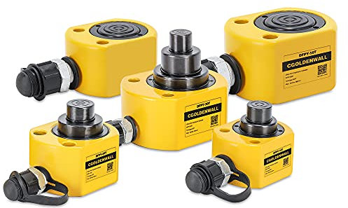 CGOLDENWALL Hydraulic Cylinder Jack 10T Triple-Section Ultra-Thin Hydraulic Lifting Cylinder Ram for Bridges/Building/Machinery Industries Total Stroke: 26mm Body Height: 51mm
