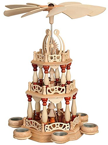 Rudolphs Schatzkiste Tischpyramide Bescherung Teelicht Natur BxHxT 37x47x37cm NEU Holzpyramide Tischdekoration Dekoration Weihnachten Wärmespiel Lichter Figur Edelholz Seiffen Erzgebirge Holz Flügel