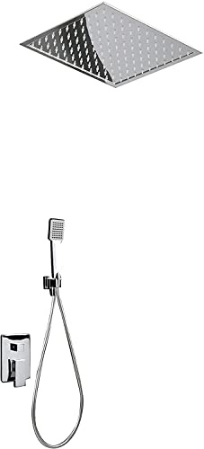 Imex Volga Kit de finition pour baignoire et douche, série Volga, monocommande, douche complète, extraplate, carrée, 40 x 40 cm, cadre de support inclus