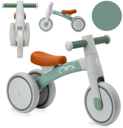 MoMi Bicicleta Infantil Tedi niños (máx. Peso Corporal: 25 kg), Mini Triciclo con Ruedas de plástico a Prueba de pinchazos, Marco de Metal Ligero – 1,2 kg, Bebés Unisex, Verde