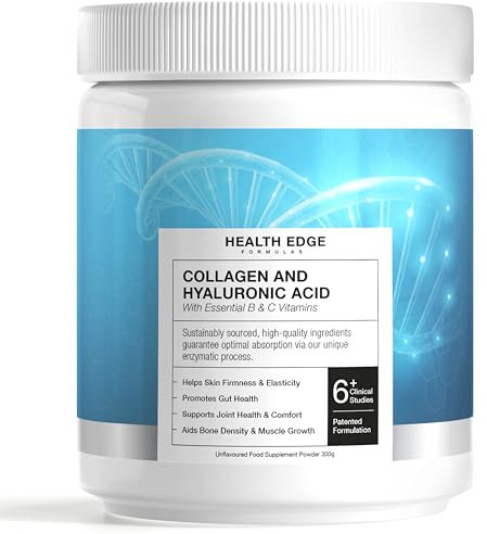 Collagen with Hyaluronic Acid - High Strength 10,000mg - Plus 9 Vitamins - for Skin, Hair, Nails, Gut Health, Bones, Muscles & Joints. Sustainably Sourced. No Additives. Made in UK