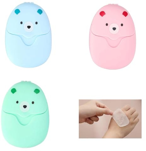 3-Pack Portable Travel Soap Sheets, 150Pcs Travel Soap Sheets Backpacking Essentials Disposable Travel Wash Hand for Home Travel Camping and Outdoor Activities, Easy to Clean Mini Soap Paper