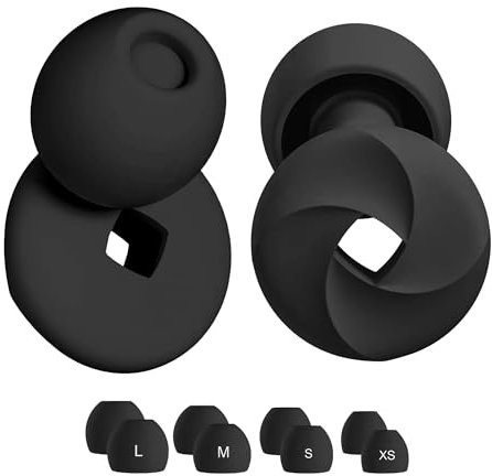 FIORENZA'S Tappi per Orecchie per Dormire in Silicone - Tappini Riutilizzabili Isolanti Antirumore per la Notte (Nero, Taglia unica)