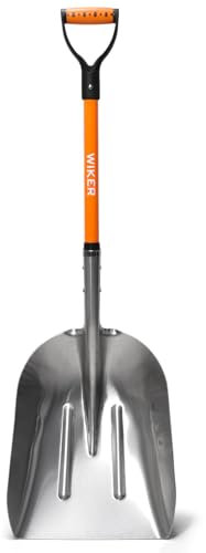 Schneeschaufel, Metall, Schneeschaufel für Auffahrt, strapazierfähig, mit D-Griff, Transferschaufel für Gartenarbeit, Bauernhöfe und Scheunen, 114,3 cm, Orange