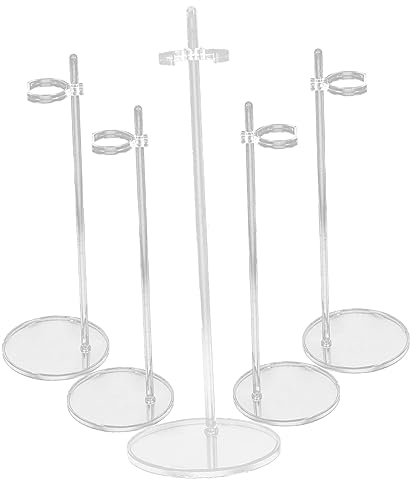 BESTonZON Doll Rack 5pcs Doll Stand Display Holder Action Figure Stand Transparent Waist