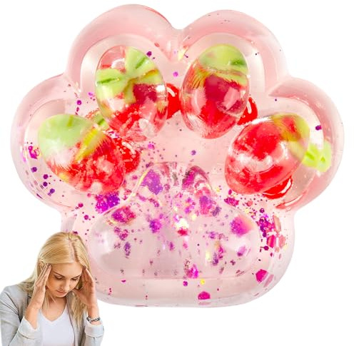 MUNSKT Squishy Riesenpfotenspielzeug, Katzenpfotenspielzeug, Anti-Stress, Squishy Toy zum Zusammendrücken in Form von Katzenpfoten, Spielzeug für große Katzen, Fidget Toys für (Kirsche)