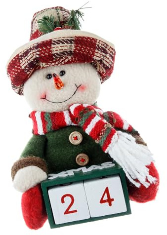 Figurine de Père Noël bonhomme de neige en peluche faite à la main - Calendrier de l'Avent - Décoration de table de Noël pour la maison et le bureau
