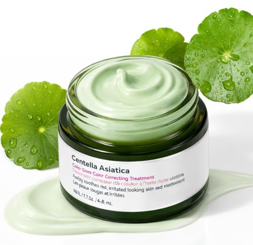 Centella Asiatica Colour Correcting Cream, Cica Face Moisturiser, Green Primer Cream, CICA Face Cream, Daily Soothing Moisturizer for Breakouts and Irritated Skin,Hydrating Makeup Base Primer
