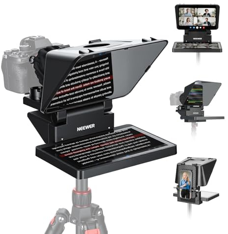NEEWER 2-i-1 Teleprompter 11 tum med skärm, stöder skärmspegel, bärbar prompter för kamera mobiltelefon webbkamera Windows MacOS för YouTube Twitch Live Streaming-konferens, X11