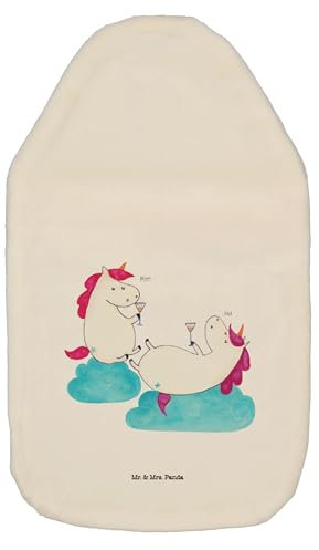 Mr. & Mrs. Panda Wärmflasche Einhorn Sekt - Geschenk, Einhörner, BFF, Bettflasche, Einhorn Deko, Wärmflasche mit Bezug, Anstoßen, Wärmekissen,