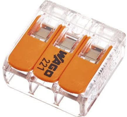 Wago 413 3-Core Connection Terminal with Control Lever 0.2 to 4 m² Small Transparent Design Pack of 20