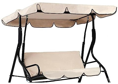 PEPAXON Sonnendach für Hollywoodschaukel Ersatzdach Gartenschaukel Wasserdichter 3-Sitzbezug 190T Polyester für Patio Yard Seat 164 x 114cm（Beinhaltet Nicht Sitzbezug） (Weiß)