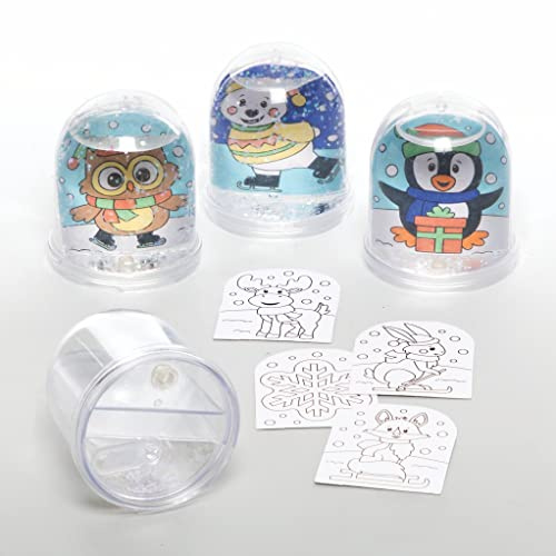 Baker Ross FC266 Kit Globos de Nieve Amigos Polares - Paquete de 4, Suministros Creativos de Arte y Manualidades para que los Niños Hagan y Decoren