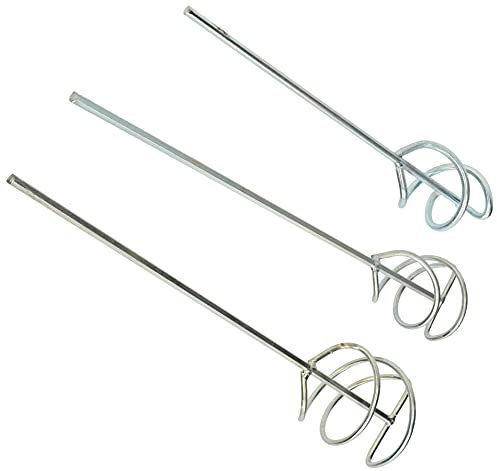 KOTARBAU® 3 x Varillas mezcladoras 55, 80, 100 mm, Mezclador, Agitador de adhesivos, Mezclador de mortero, yeso, cemento, Cesta mezcladora espiral, Batidora de yeso para taladro, Acero galvanizado