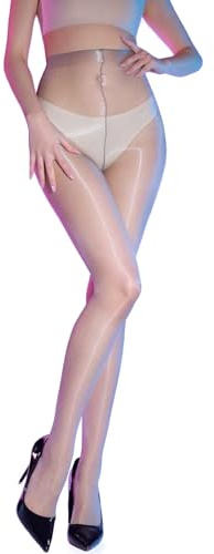 HTRUIYATY Sexy Collant Lucidi Donna 0 Deniers Ultra Sottile Collant Senza Cuciture Calze Trasparenti a Vita Alta Grigio