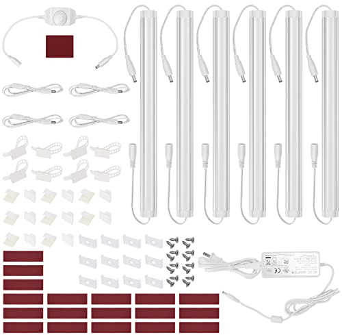 Litever Under Cabinet LED Lighting Kit, Super Bright, 6 PCS 12” Slim Light Bars, 31W 2000 Lumen, Dimmable, Plug or Wired Power Adapter, for Kitchen Cabinets Counter Shelf Workbench (Warm White 3000K)