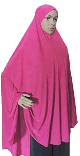 Solider Damen-Hijab, vollflächiges Damen-Gebetskleid, Niquab, Langer Schal, Hijab, große Überkopfkleidung (Color : Rose Red, Size : XXL)