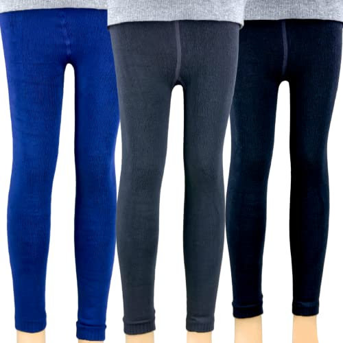 T&R Industrees Kinder Thermo Leggings für Jungen und Mädchen | Leggins| warm kuschelig Winter| Unisex Supermix3| 3 Stück | 122-134