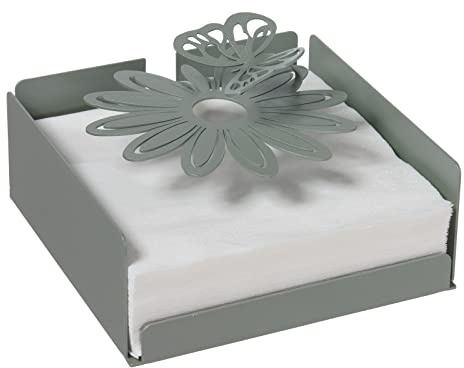 Arti & Mestieri Porta Tovaglioli Margherite dal design 100% Made in Italy ispirato alla natura, in Ferro, 17 x 17P x 12H cm (Giada)