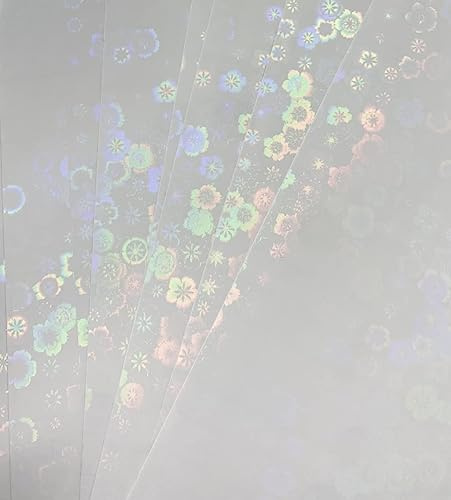 Syntego A4 selbstklebendes transparentes holografisches Aufkleberpapier, Vinyl, 8,5 x 11 Laminierblätter, 10 Blatt, Blumen