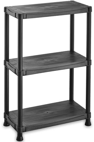 iTools - Etagère résine Noire 3 tablettes L61xP31xH95 cm Charge 30kg par étage