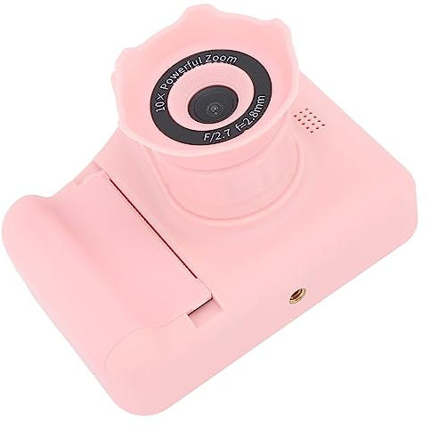 Fotocamera a Stampa Istantanea per Bambini Mini Fotocamera Digitale SLR Anteriore/posteriore 1080P con Doppio Obiettivo, Schermo IPS da 2,8 Pollici, Flash Integrato, Zoom 10x,