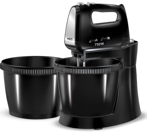 MPM Standmixer mit Einer 3-L-Drehschüssel MMR-22Z/C 750W - Küchenmixer mit 5 Geschwindigkeiten + TURBO - Handrührgerät mit Zwei Rührwerkstypen - Rührgerät mit komfortabler Rührwerksentriegelung