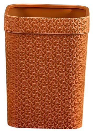 KOMBIUDA Imitation Rattan Woven Trash Can Rustic Garbage Container Lidless Wastepaper Holder for Home Office Kitchen