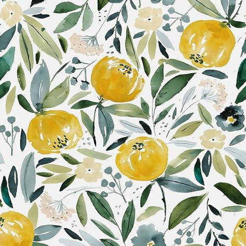 CiCiwind Selbstklebende Tapete Weiß Aquarell Blumen Tapete 41×500cm Vintage Klebefolie Blätter und Blumen Selbstklebende Tapete Selbstklebend Wasserdicht Wand Möbel Vinyl Möbelfolie