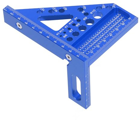 Goniometro Quadrato per la Lavorazione del Legno Righello Triangolare in Lega di Alluminio per Misurazioni e Marcature Ad Alta Precisione con Disegno di Linee Parallele e (BLUE)