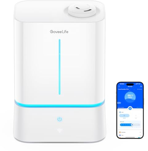 GoveeLife Smart Humidifiers for Bedroom, 4.5L Cool Mist Air Humidifiers with Scent Diffuser & Nightlight, 40H Runtime, Easy to Clean, Quiet Top Fill Ultrasonic Humidifier for Plant, Large Room, Baby