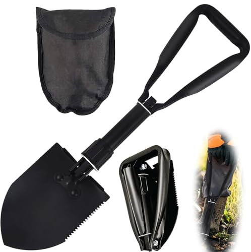 Klappspaten, Klappspaten für Camper und Bergsteige, Militärische Klappschaufel, Multifunktional Campingschaufel, robuster Karbonstahl, tragbares Einstiegswerkzeug,58 cm