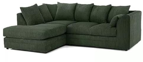 Jumbo Cord Corner Sofa, Forest Green, Right and Left Hand (Left Hand)