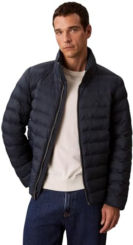Calvin Klein Cazadora acolchada Hombre Nylon Hooded Puffer con capucha, Azul (Ink), XL