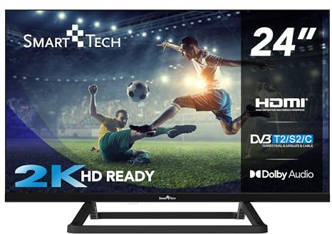 Smart Tech 24HN01V3 HD LED TV 24 Pulgadas (60 cm) Triple sintonizador Dolby Audio H.265 HDMI USB, Resolución: 1366 (H) × 768 (V) Modo Hotel NO ES UN Smart TV