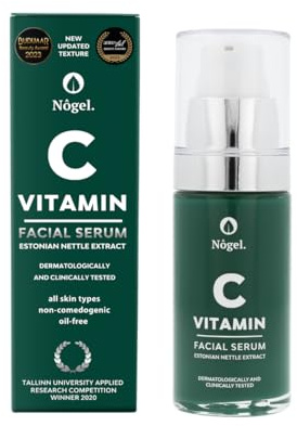 Preisgekrönte Nôgel Vitamin-C-Gesichtsserum mit natürlichem estnischen Brennnessel-Extrakt – Anti-Aging Serum für strahlende, glatte Haut, reduziert Pigmentflecken & Falten, klinisch getestet 30 ml