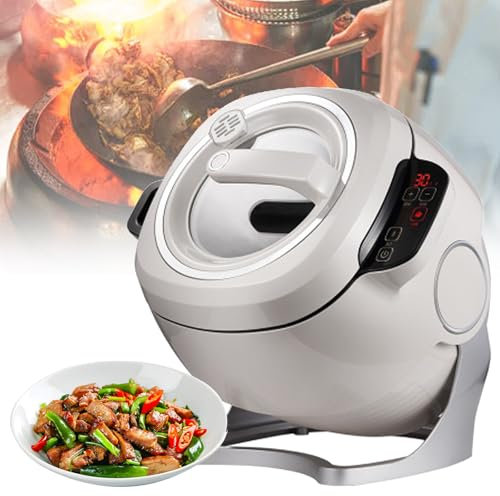VNATWGOO Macchina per Friggere in Padella Automatica Commerciale da 6 Litri, Pentola Riscaldante Rotante A 360°, Macchina da Cucina Elettrica, Fornello Regolabile A 3 velocità,220V/2KW