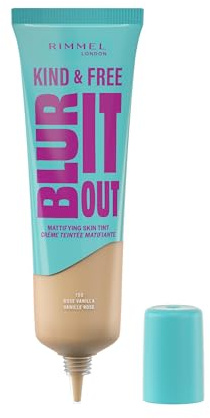 Rimmel London Kind & Free BLUR IT OUT Fondotinta Opacizzante, 150, Rose Vanilla, Controllo effetto lucido per tutto il giorno, Make-up dal finish matte leggero, 30 ml