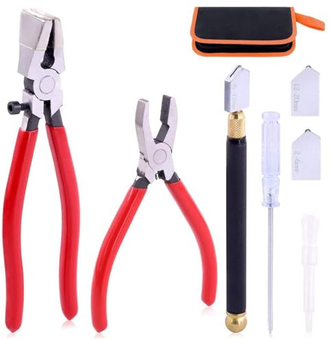Glasschneider Werkzeuge Set Glasschneidewerkzeug Kits Glasschneider Glaslaufzange Breaker Zange Buntglaswerkzeuge