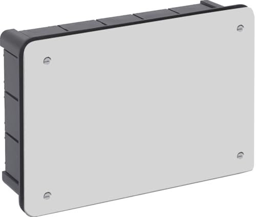 Scatola da incasso 200 x 130 mm con coperchio e viti, ideale per collegamenti elettrici e organizzazione dei cavi.